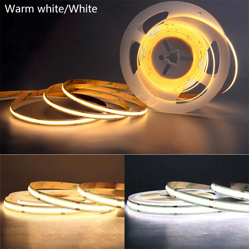 5 فولت USB COB Led قطاع أضواء مع 3key باهتة مرنة ديود الشريط الأبيض الدافئ الأبيض لغرفة التلفزيون مرآة الخلفية إضاءة الخزانة