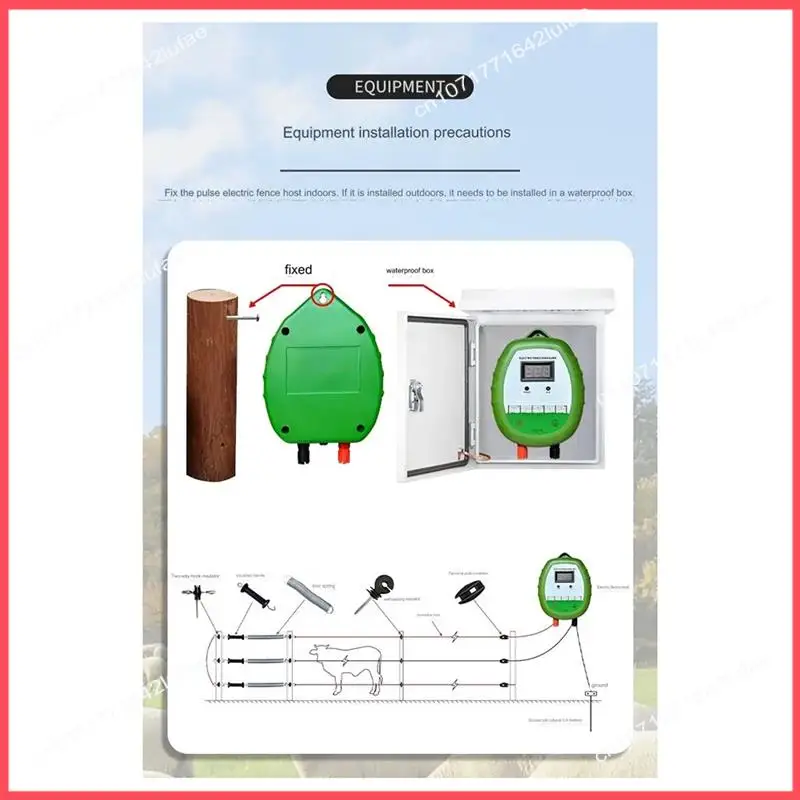

B52C Electric Fence Controller Solar Farm Fence Voltage Cattle Horses Sheep Elephant Electric Fence Accessories EU Plug