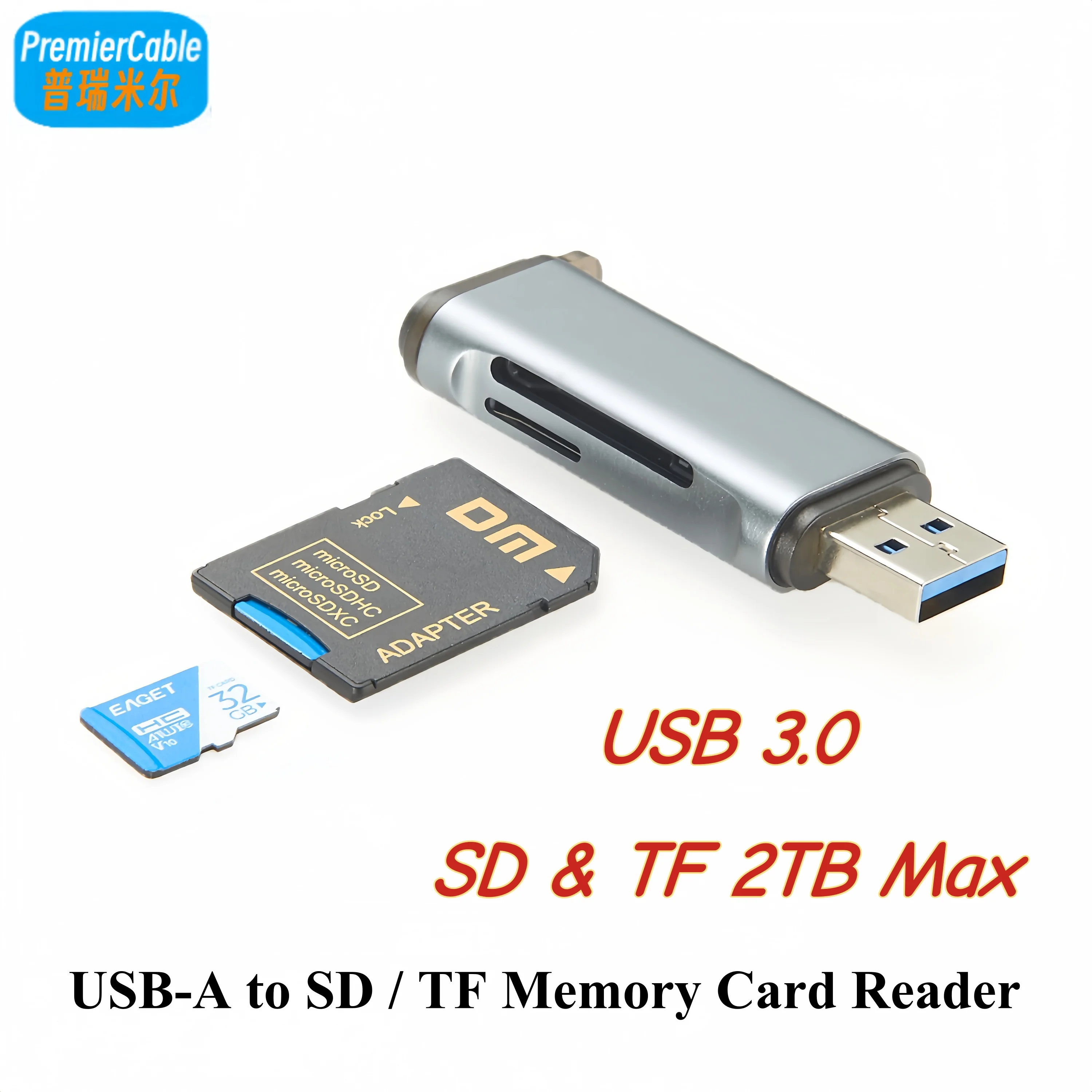 

Устройство чтения карт памяти 2 в 1, устройство чтения карт памяти USB-A к SD/Micro SD/TF, адаптер смарт-памяти USB3.0 Type-A OTG емкостью 2 ТБ для ноутбука ПК