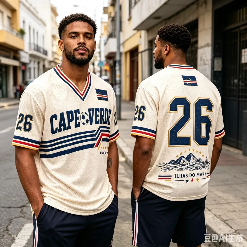2026 Cape Verde 26 Football Jersey Vintage V Neck Soccer T Shirt ILHAS DO MAR Atlantic Match Retro Casual Top For Kids Adults