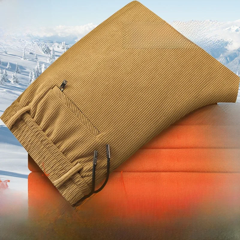 

Thiened Fce Men's Casual Pants Loose Fit Youth Outerwear Winter Cold Resistance Straight Leg Long Trousers Faionable