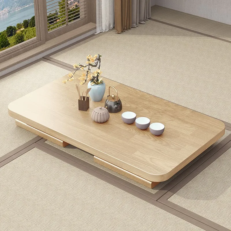 Table pliante en bois massif pour la maison, table simple pour la baie vitrée, tatami de style japonais, petite table basse, table à manger portable