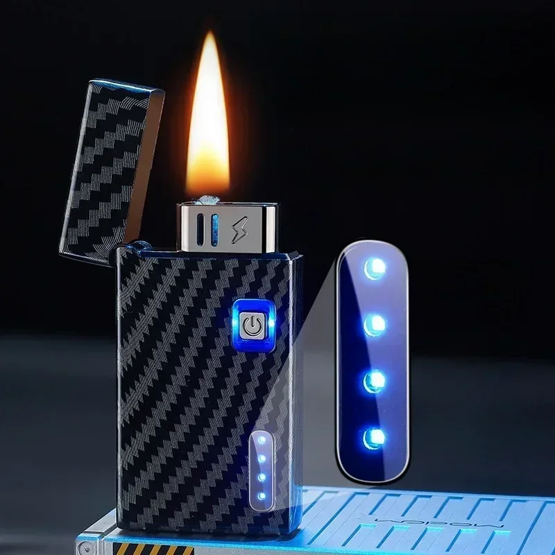 Intelligent Voice Control Ignition Windproof Kerosene Lighter Creative 5 Ignition Methods Power Display Type-C Electric Lighters