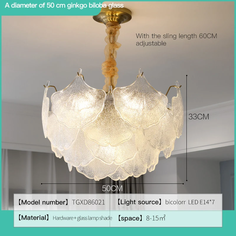 Maple Leaf Cluster Plafondlamp Kleine Kroonluchter Woonkamer Eetkamer Eiland Decoratie Franse Retro Parel Glazen Kroonluchter
