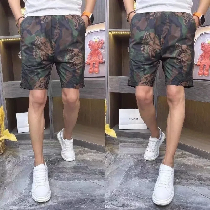 2024 Summer New Men Printing High Street Tiger Loose Casual Thin Style Fashion Motion Camouflage Affordable Large Size Shorts