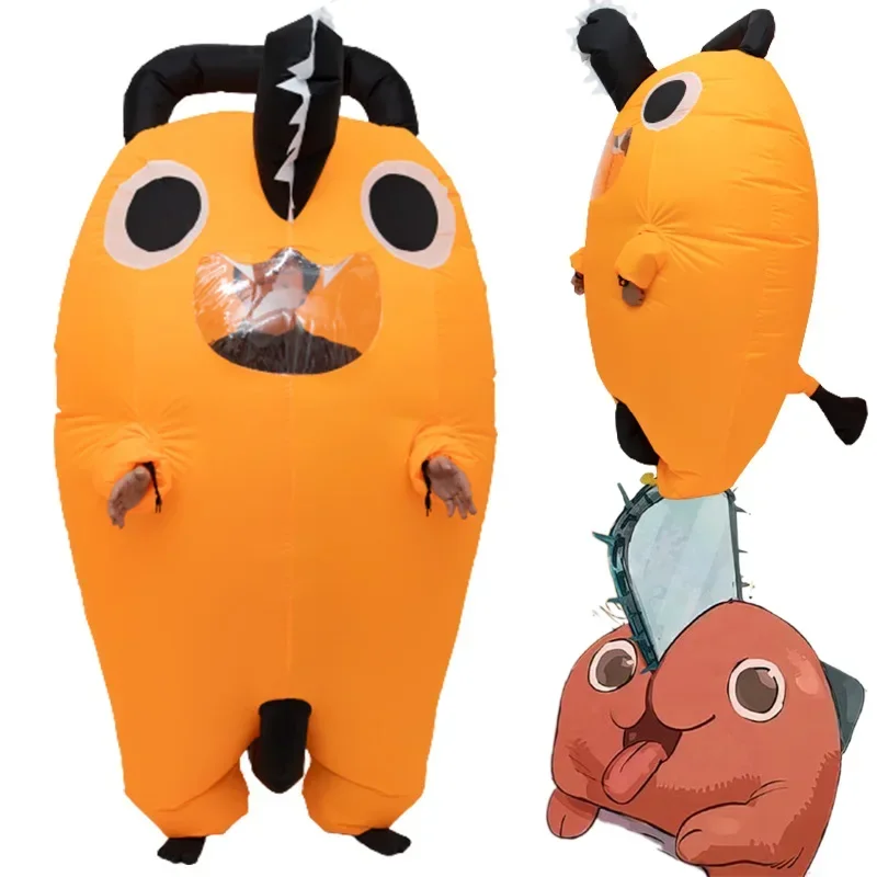 Motosega Uomo Costume Gonfiabile Pochita Bambino Adulto Uomo Ragazzo Donna Ragazza Anime Vestito Cosplay Eroe dell'Inferno Diavolo Carnevale di Halloween MN