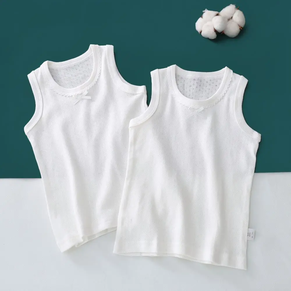 For Mammy Goody Children Cotton Tank Top Summer Soft Breathable Sleeveless Shirt Boys Girls Solid White Basic Undershirt