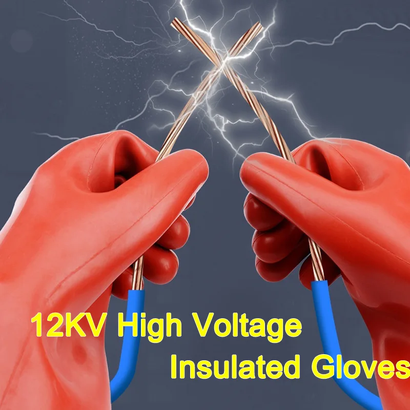 New Anti-electricity Protect Professional 12kv High Voltage Electrical Insulating Gloves Rubber Electrician Safety Glove