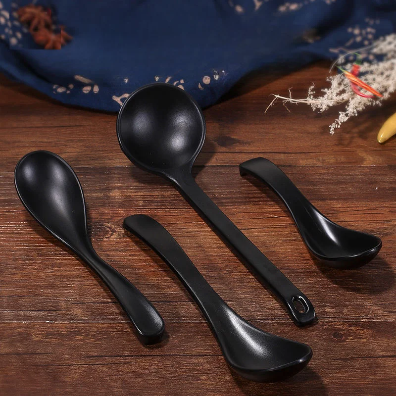 Juego de 10 cucharas de piezas, utensilios de cocina japoneses de diámetro grueso, coreanos, para sopa, restaurante y comercial