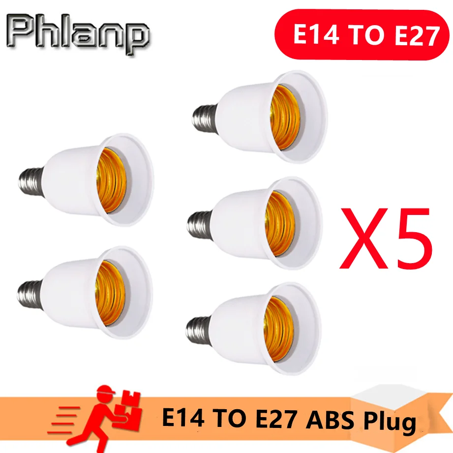 5/PCS E14 TO E27 ABS Plug Connector Accessories Bulb Holder Lighting Fixture Bulb Base Screw Adapter White Lamp Fireproof