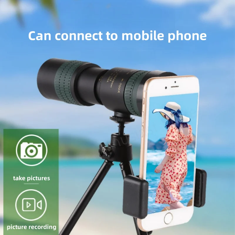 

Портативный сильный свет монокулярный телескоп 10-300x40 зум-телескоп высокой четкости с дистанционным управлением профессиональная призма охота кемпинг