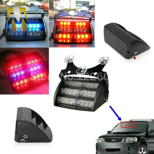 18 LED Emergency Vehicle Strobe Lights Windshields Dashboard Flash Warning Red/Bule/Amber/White LED POLICE LIGHTS Free Shipping