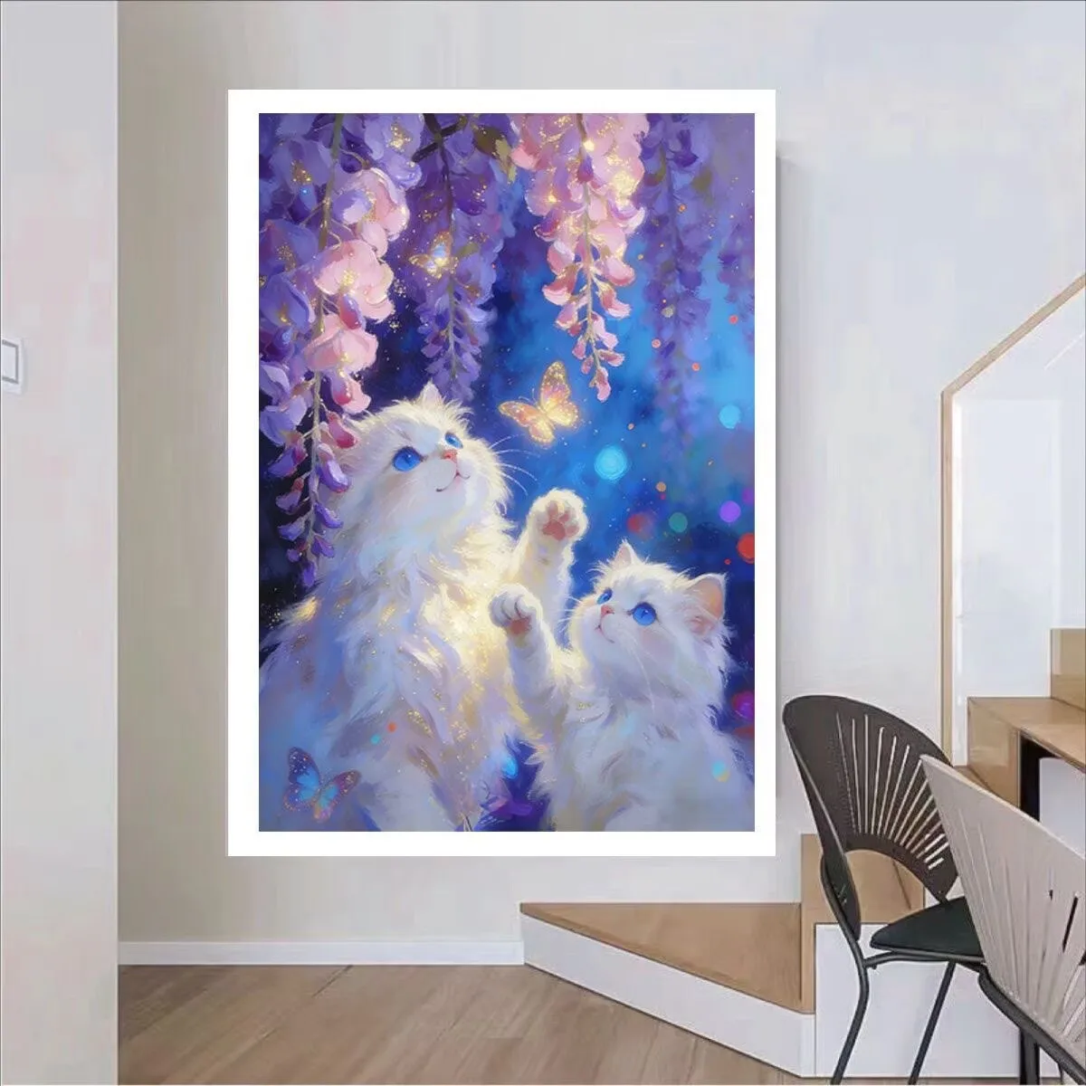 

9CT 11CT Wisteria Cat Embroidery DIY Chinese Style Printed Kits Cross Stitch Thread Needlework Sets Home Crafts