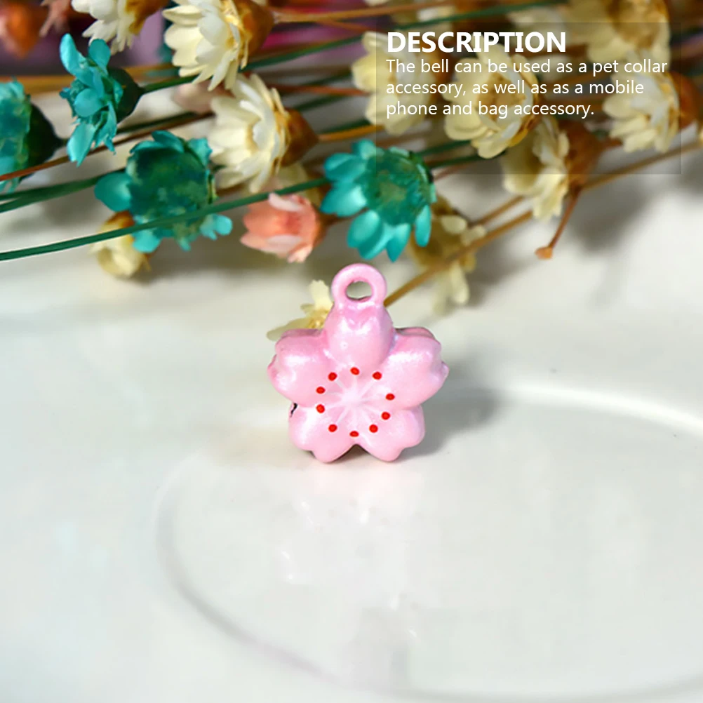 

5 PCS Charms Necklace Pet Bells Accessories Decoration Cherry Blossom Pendant Collar Dogs Cute