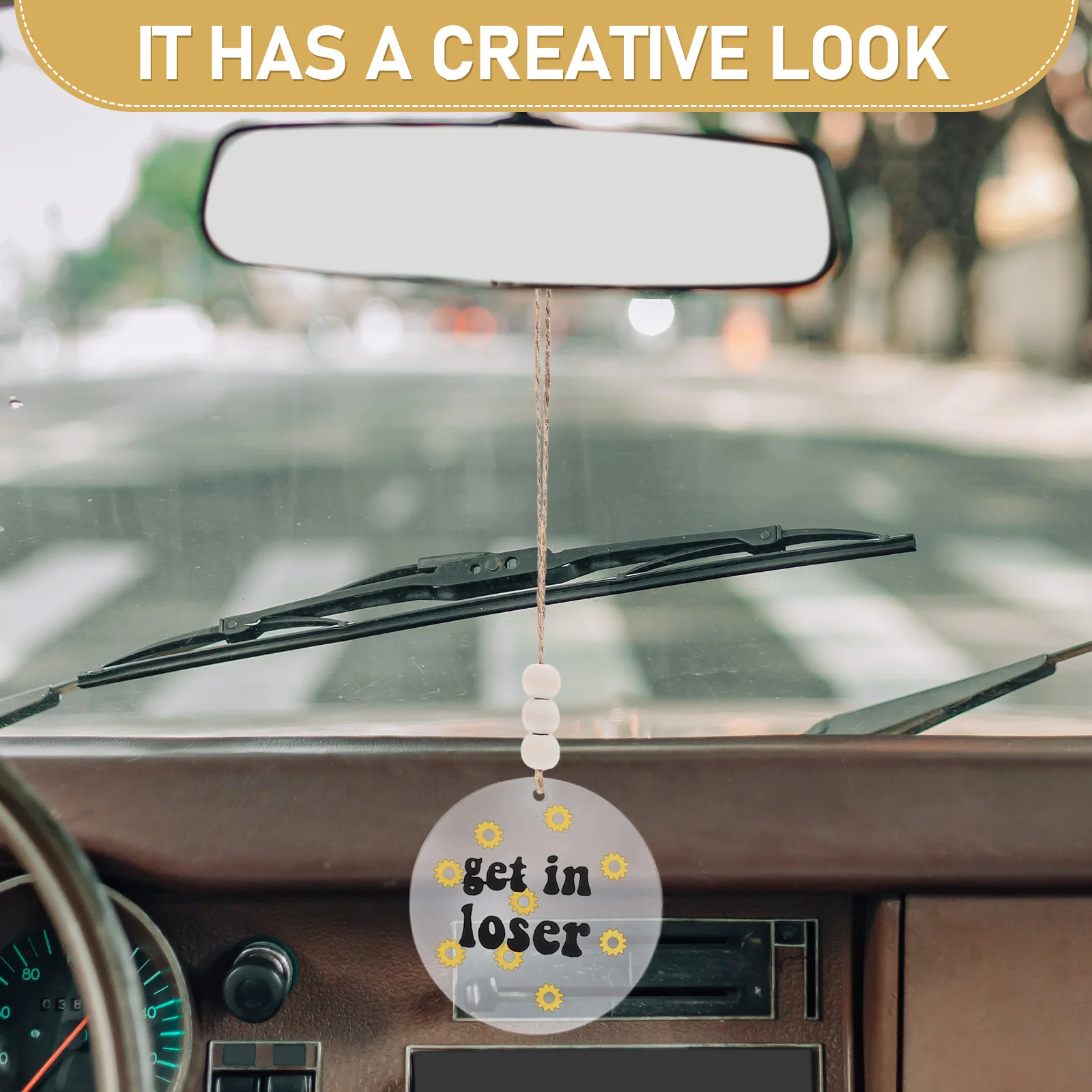 

Rearview Mirror Beaded Jewelry Car Interior Decorations Small Ornaments Branches Polyester Creative Hanging Ornament Modern Look