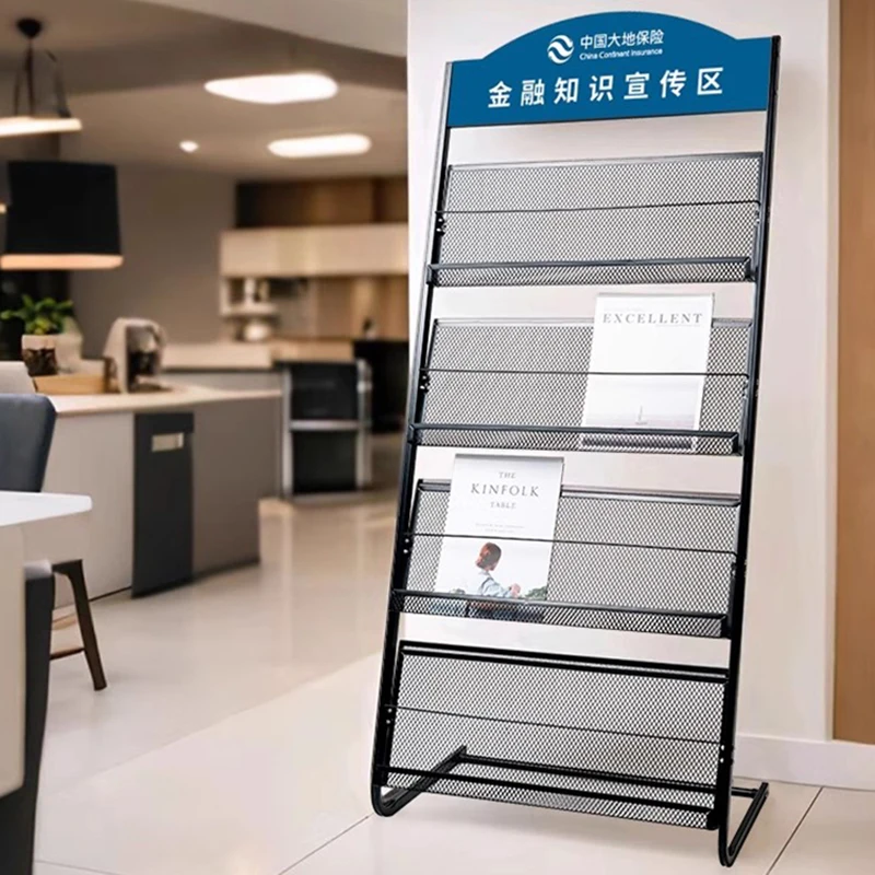 

Floor Standing Magazine Rack Office Literature Organizer Multi-Layer Newspaper Storage Display Shelf Furniture Estantes FYMR