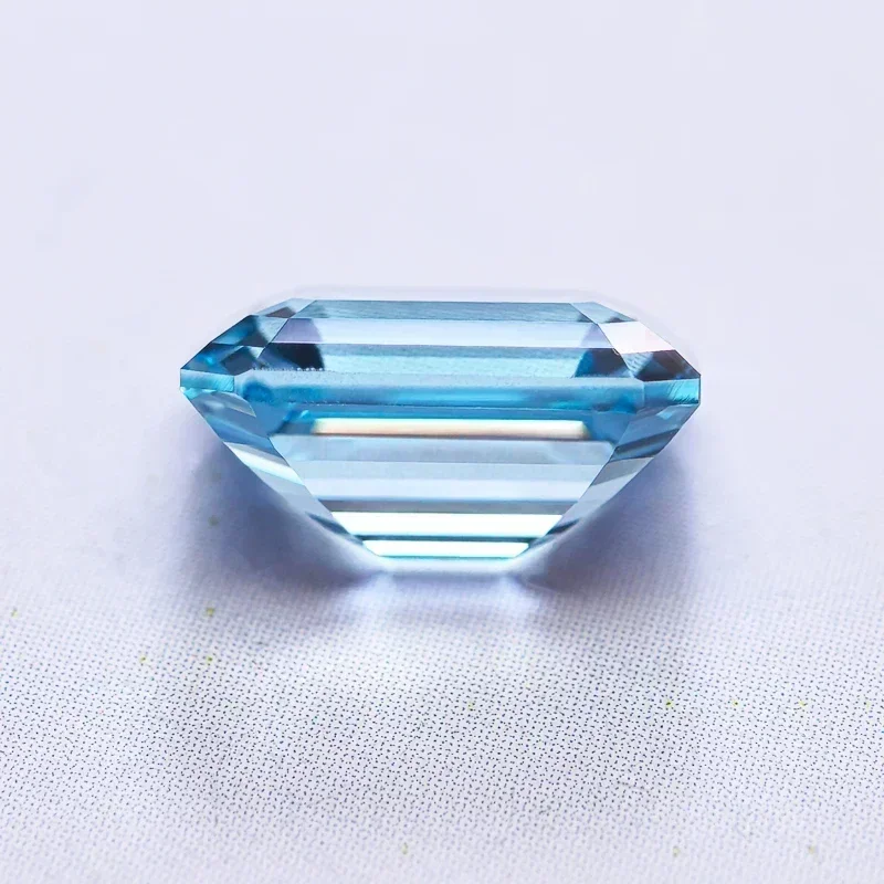 Lab Grown Sapphire Aquamarine Color Emerald Cut Gemstone For Charms DIY Ring Necklace Earrings Materials Selectable Certificate