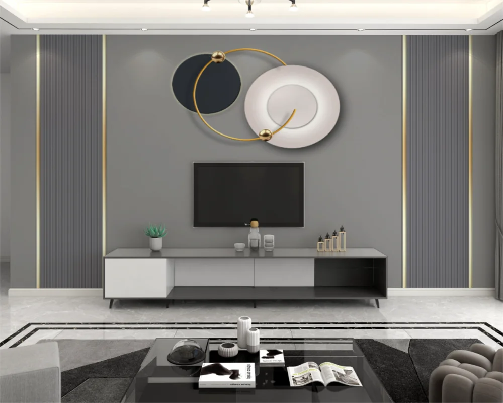 beibehang Customized papel de parede TV background new living room sofa grille line decorative bedroom television wallpaper