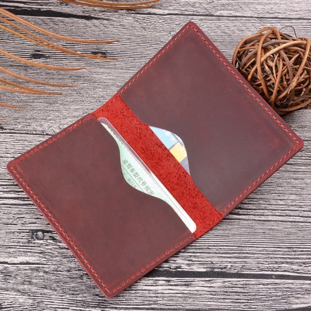 Men Credit ID Card Holder Rustic Cowhide Leather Customized Business Unisex Wallet Pocket Card Holder Wholesale