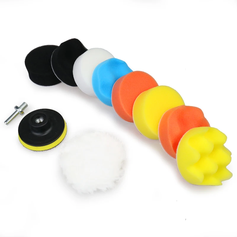 11Pcs/Set Foam Car Polishing Disc Spta Esmalte Wool Wheel Polishing Pad for Car Polisher Drill Adapter Auto Care Accessories