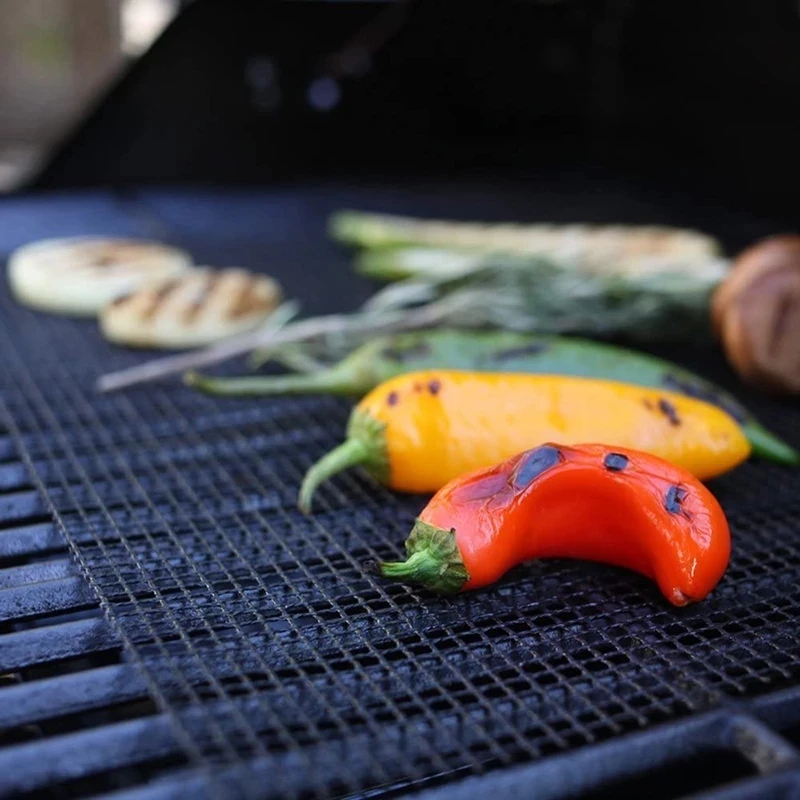 YOMEEI Non-stick Barbecue Grilling Mat Heat Resistant BBQ Mat Reusable Non-stick Coating Barbecue Mesh Outdoor Accessories