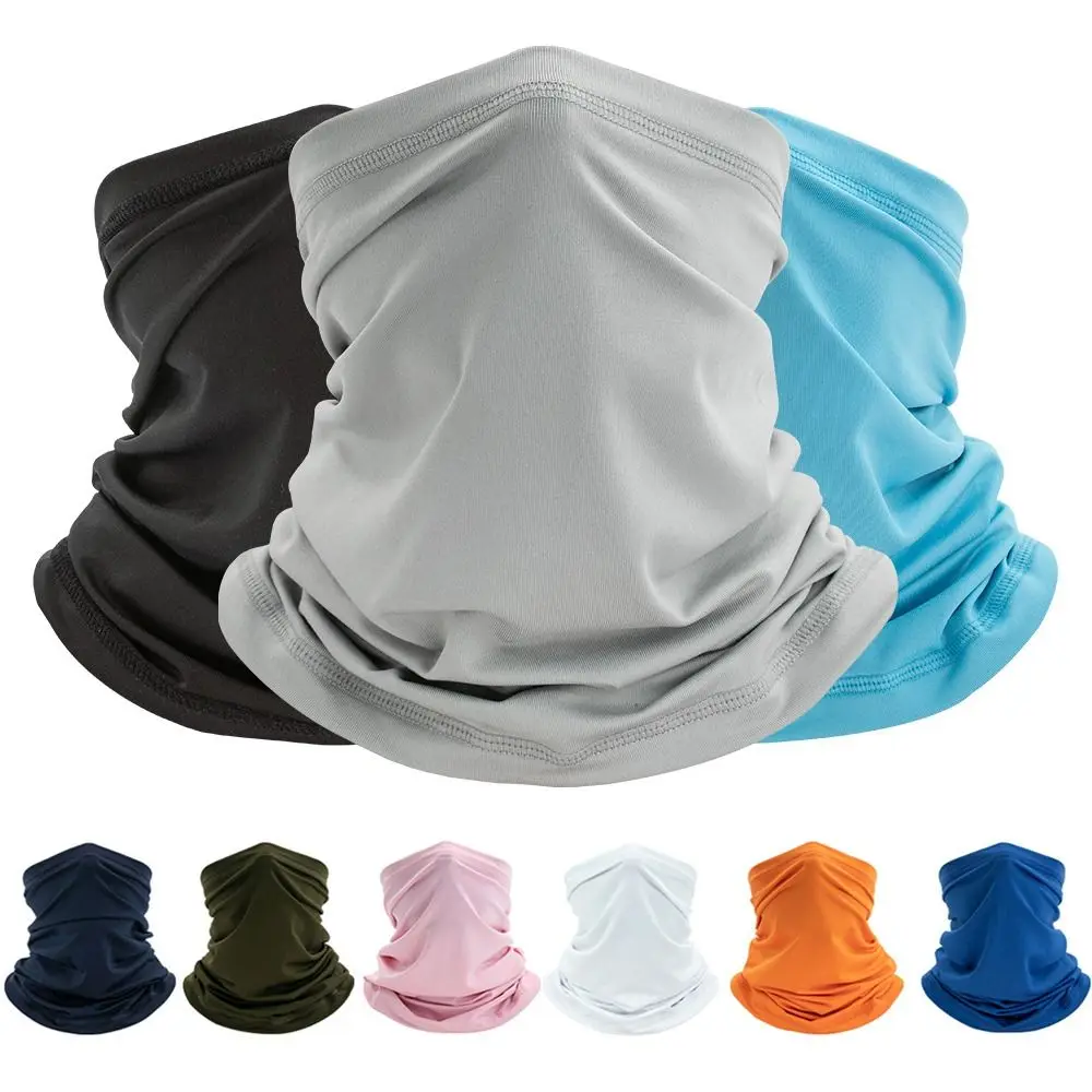 Breathable Ice Silk Bike Cycling Mask Solid Color Full Face Mask Neck Gaiter Scarf Balaclava Outdoor Sport Sun UV Protection