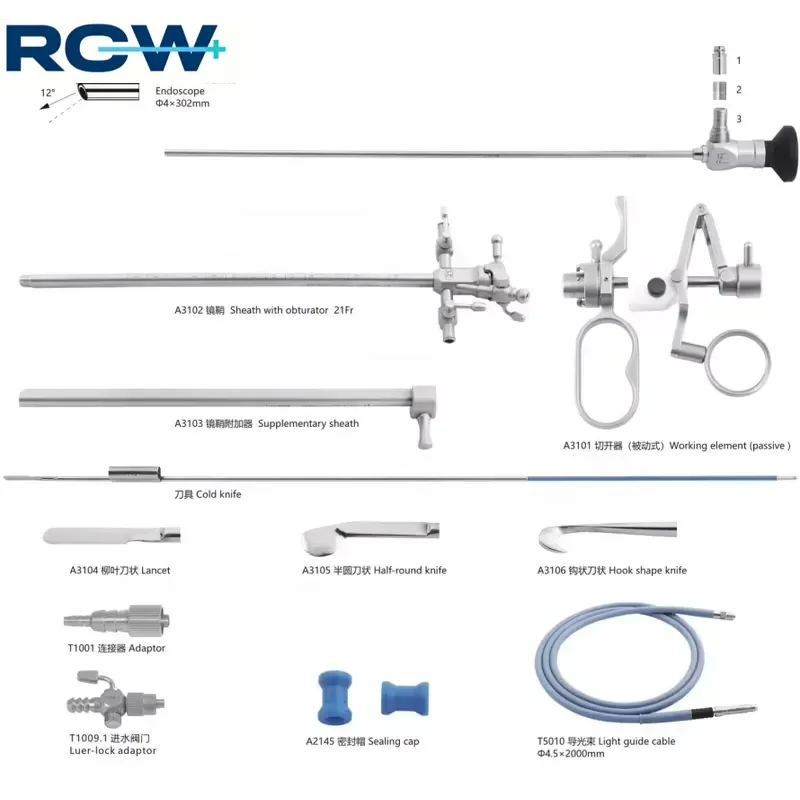 RCW Premium High Quality Urology Urethro Cystoscope Set Manual Stainless Steel Anorectal Surgery Equipment CE