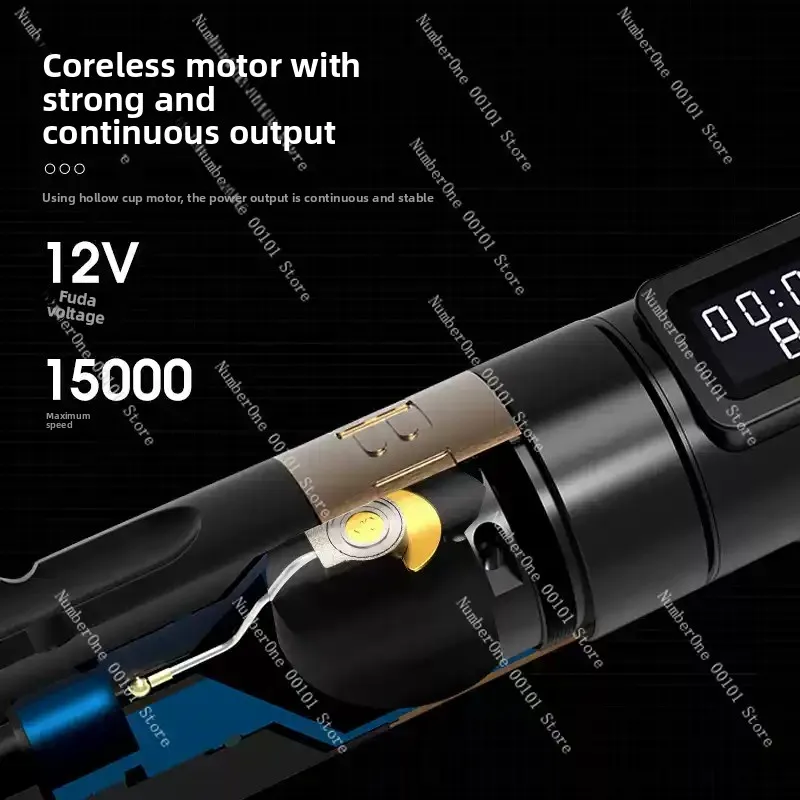 Wireless Tattoo Machine Rotaty Battery Pen with Portable Power Pack 2400mAh LED Digital Display