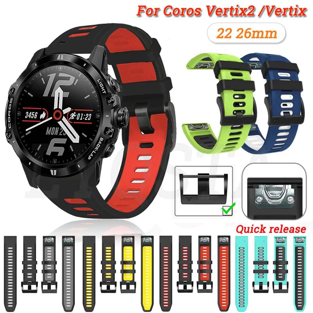 

22mm 26mm Smart Watch Band For COROS VERTIX2 Vertix 2/APEX Pro Strap Silicone Quick Release Outdoor Easyfit Wristband Vertix 2