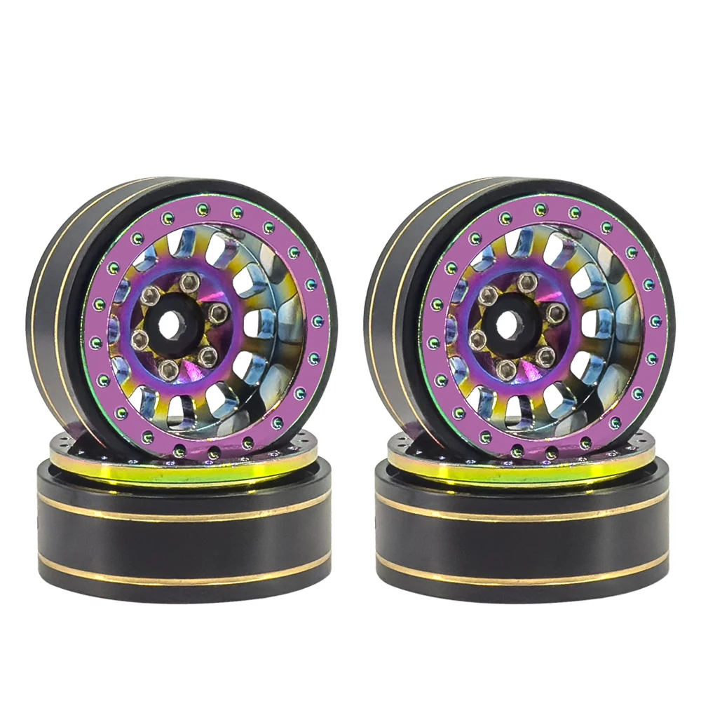 

4pcs 1.0 inch Deep Dish Brass Beadlock Wheel Rim Metal for RC CAR 1/18 1/24 RC Crawler Car SCX24 TRX4M Upgrade Parts Accessories