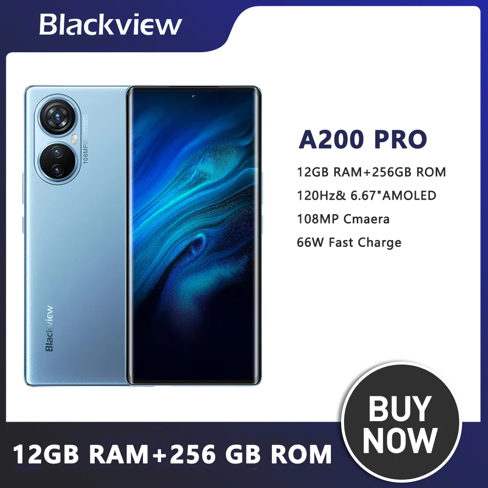 

Blackview A200 Pro Smartphone Android 13 Octa Core 6.67 Inch 12GB+256GB AMOLED Curved Display Mobile Phone 108MP 5050mAh 66W NFC