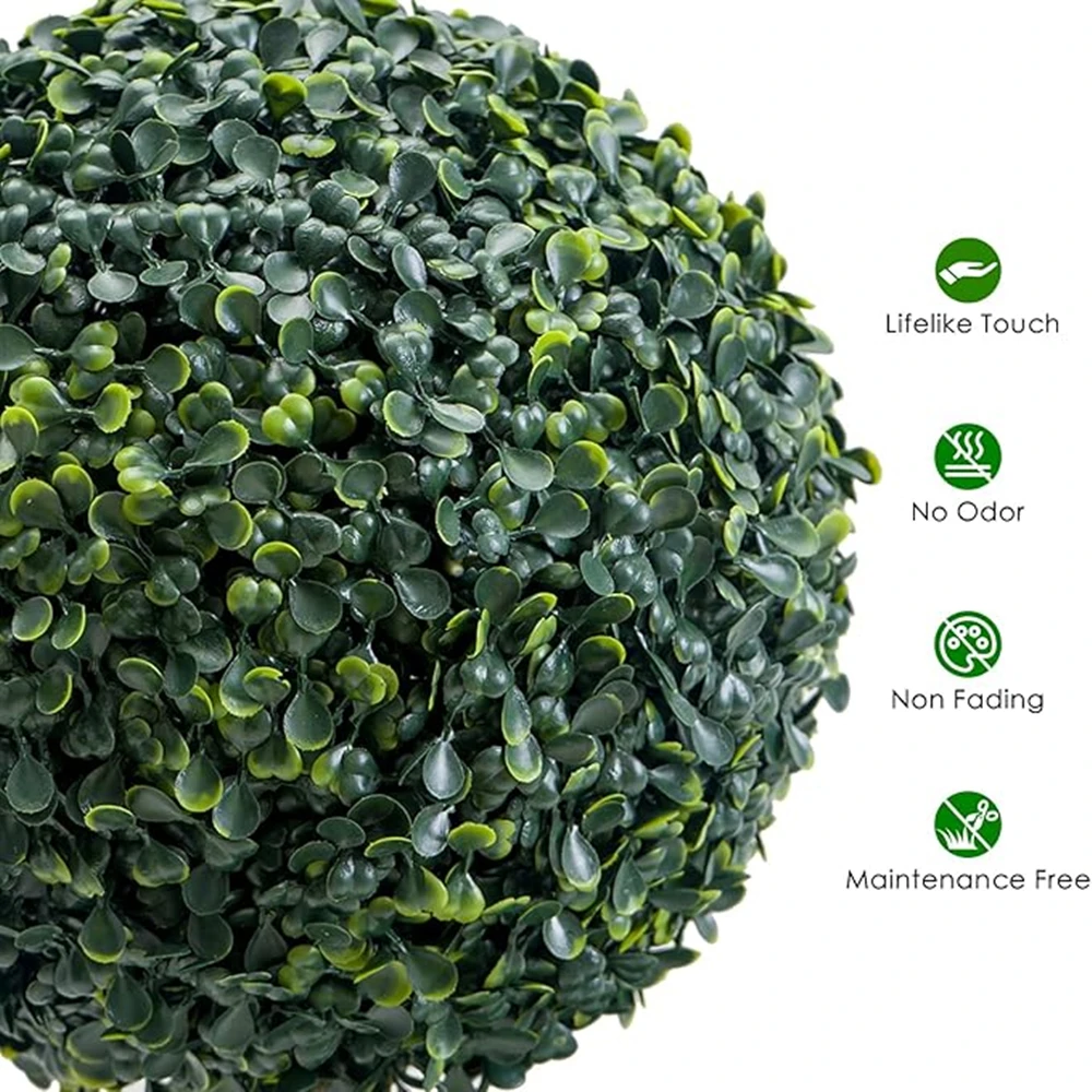 Artificial Topiary Ball Tree Faux Boxwood Plants Topiary Triple Ball Tree Milan Grass Ball Trees for Porch or Garden Home Decor