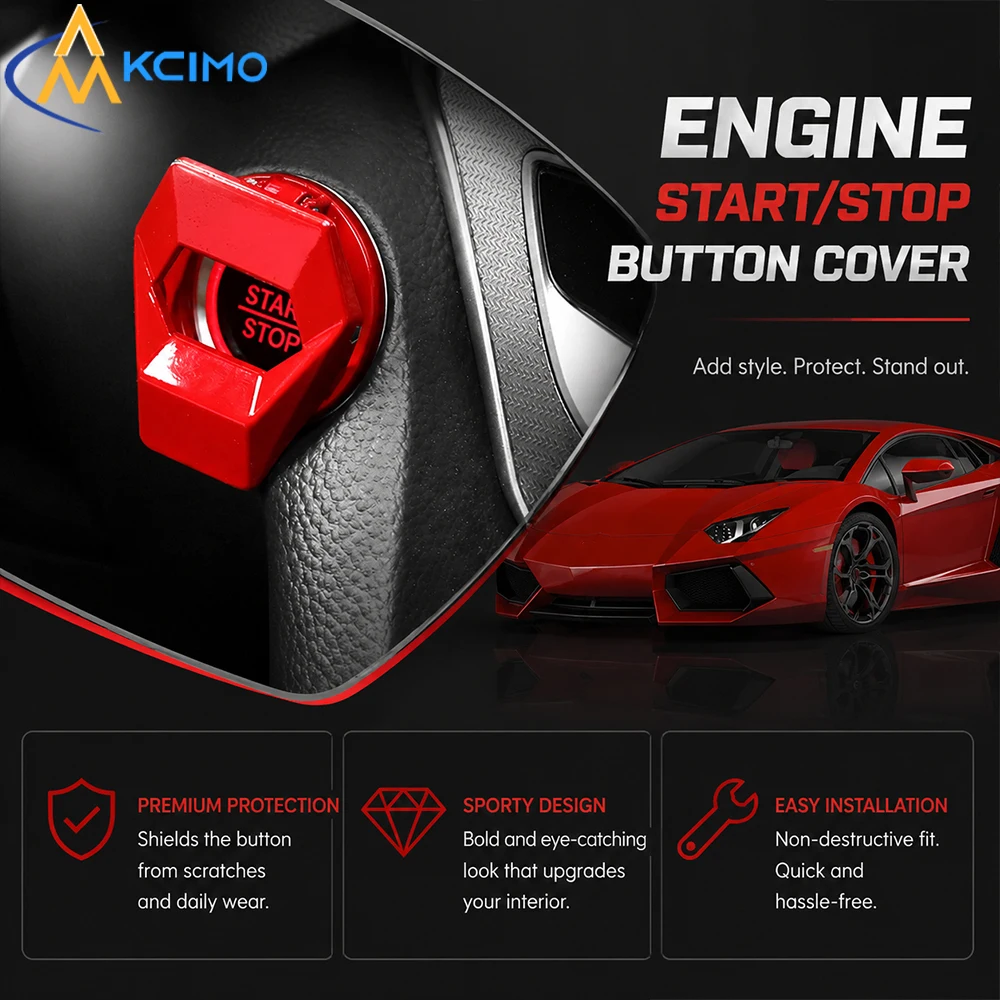 1Pc Scratch-Resistant Auto Central Control Start Key Cover Car Interior Button Ornament Long-Lasting Styling Decal