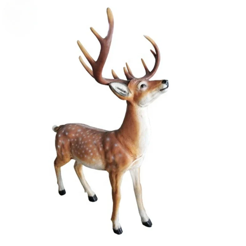 Plastic Outdoor Christmas Reindeer Resin Sika Deer Decoration Polyresion Lights