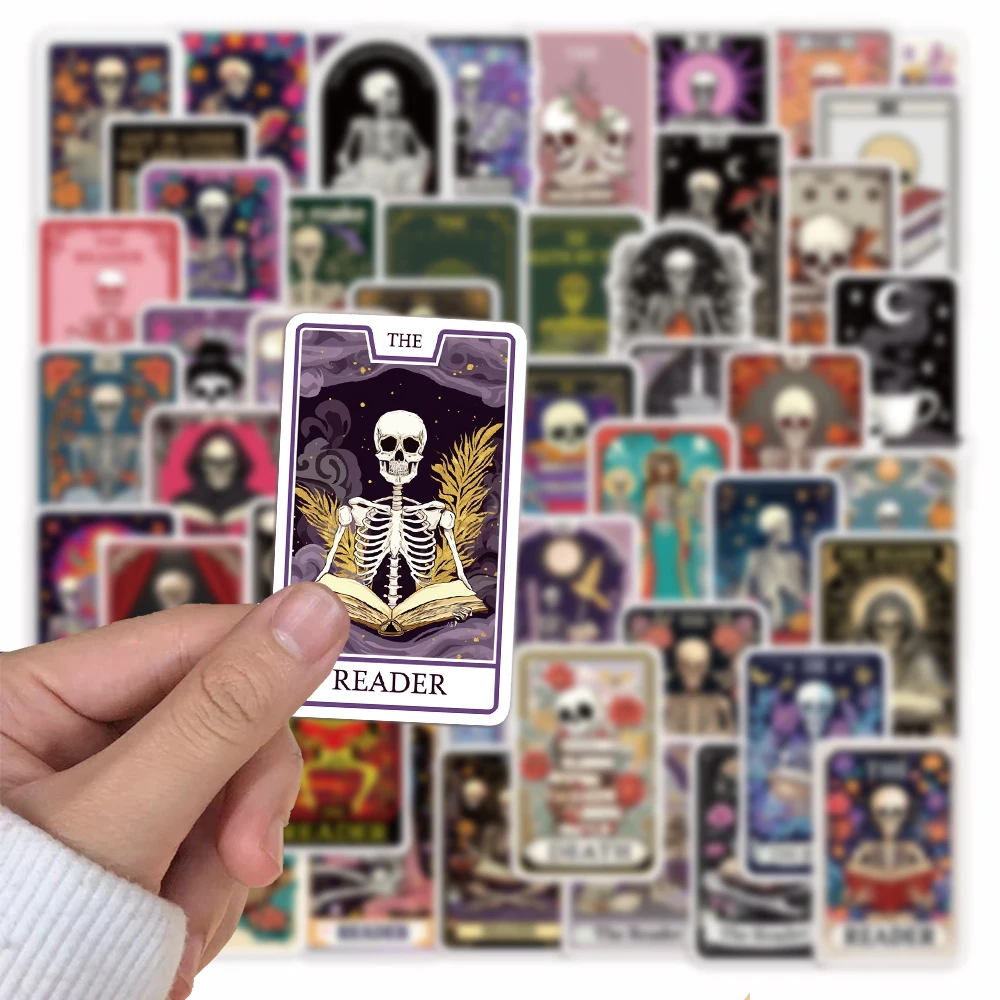 50PCS Retro Reader Dust Tarot Card Graffiti Notebook Computer Desk Account Decoration Waterproof Adhesive Sticker