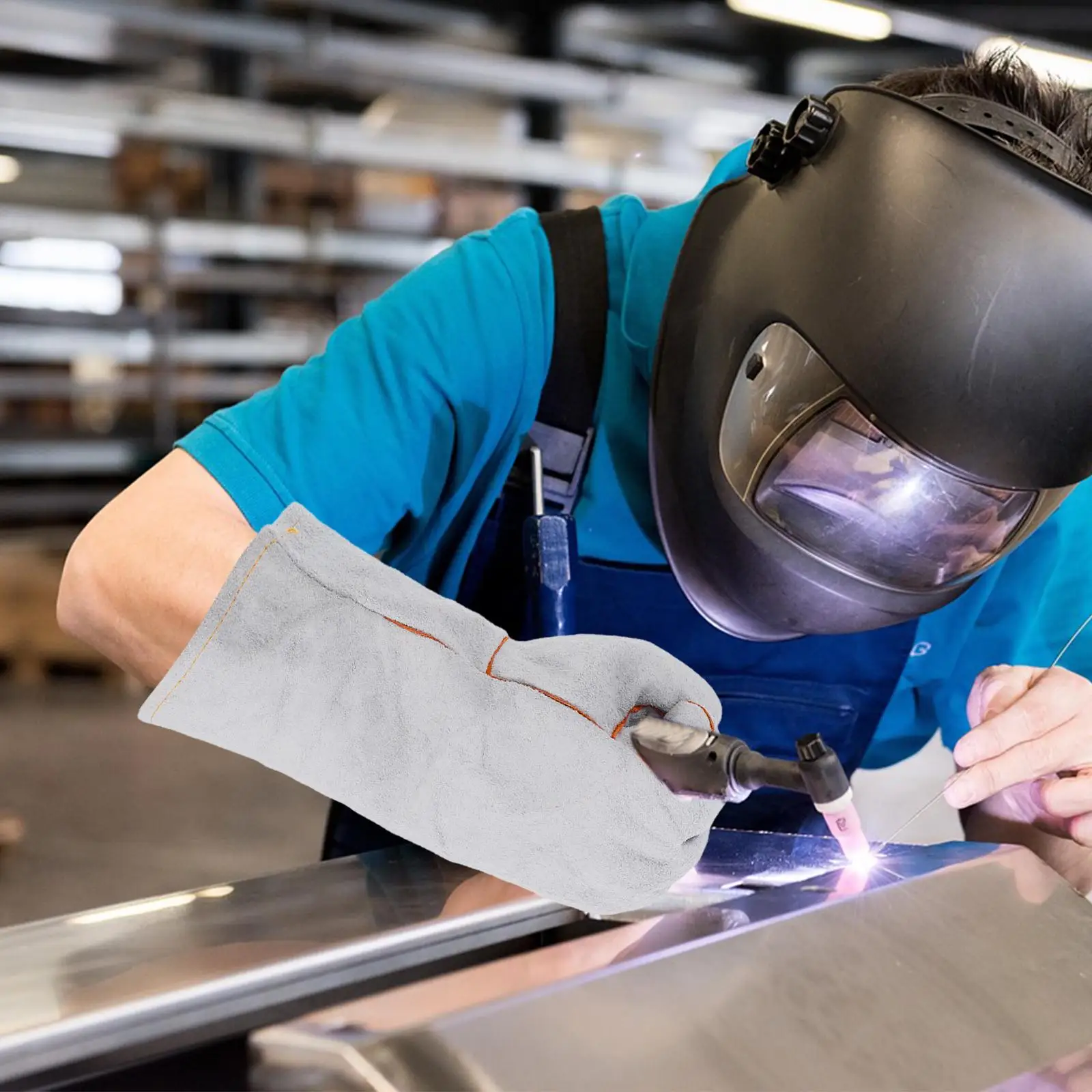 Сварочные перчатки, долговечные теплоизоляционные, удлиненные, эргономичные, белые, в западном стиле, для мужчин и женщин, рабочие перчатки для домашних работ