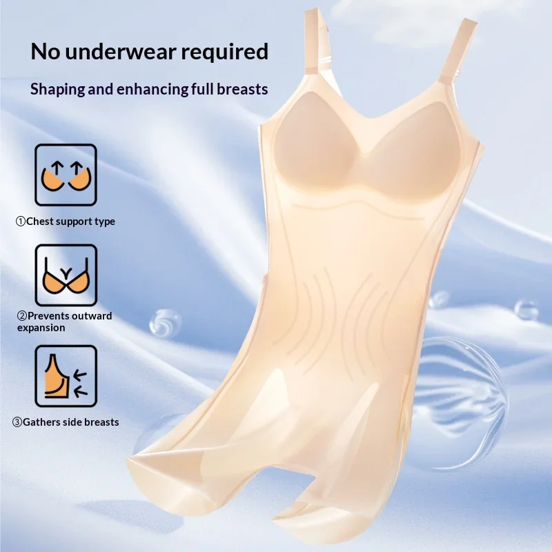 Nuevo Estilo Faja Moldeadora Ligera con Tiras de Gel y Almohadillas de Sujetador Integradas, Control de Abdomen Sin Costuras, Body Reductor de Cintura Alta para Mujer