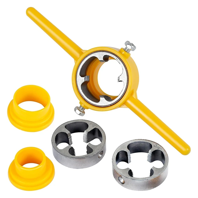 6Pcs PVC Thread Maker Tool, Pipe Threader Plumbing Tool Kit, Reusable Round PVC Pipe Threader Set With 1/2Inch Dies