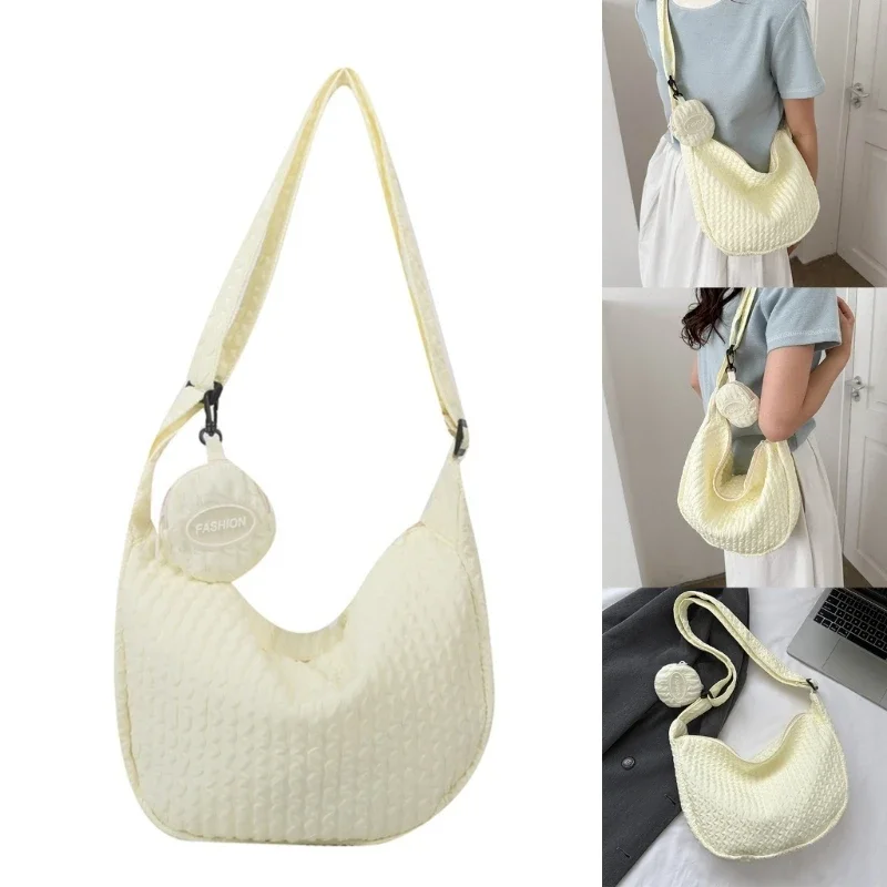 Nylon Bag Ruched Design Satchel Bag Pleated Cloud Korean Style Shoulder Crossbody Bag for Girl Women