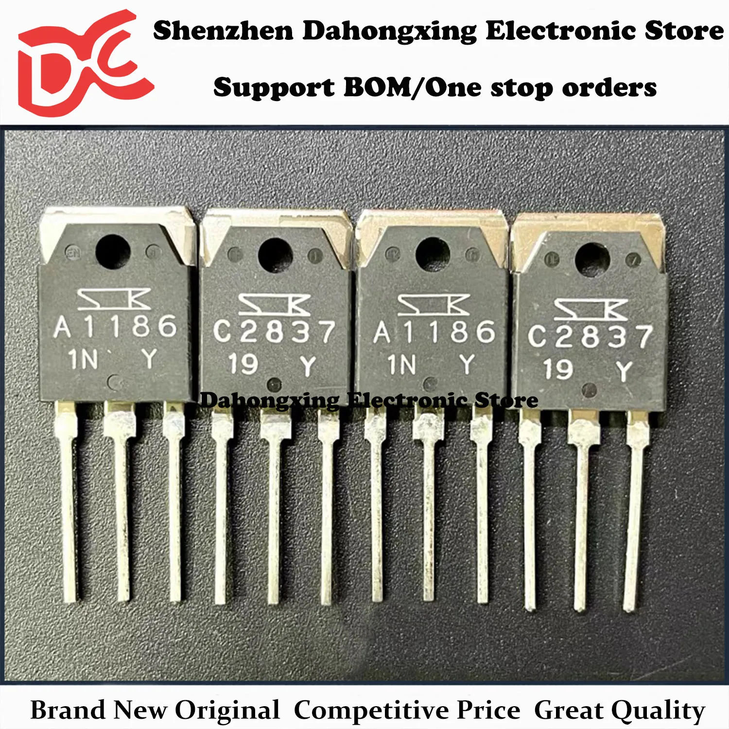 

New Original 5Pairs 2SA1186 A1186 + 2SC2837 C2837 TO-3P Audio Amplifier Transistor Electronic Components Great Quality
