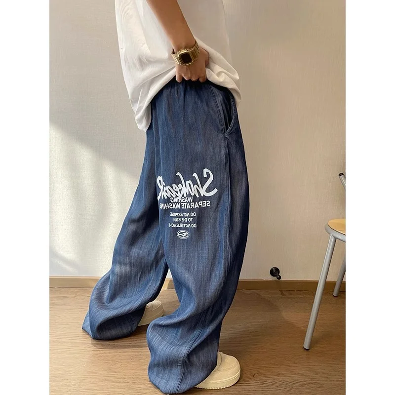 

Большие размеры 300, широкие брюки в американском стиле ретро, мужские повседневные свободные драпированные прямые брюки-трубы, осенний модный бренд