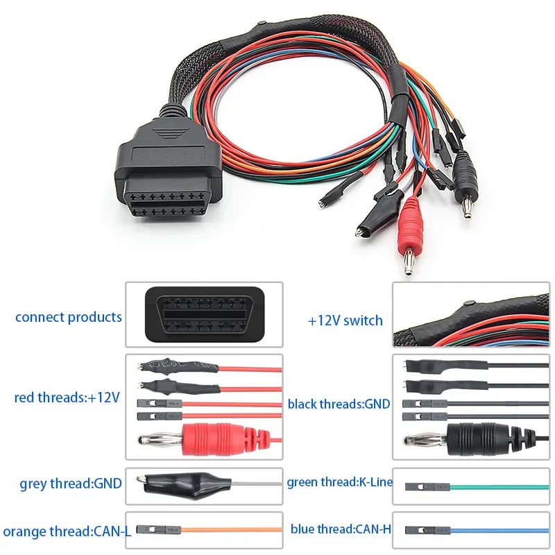 12V Switch OBD2 Diagnostic Adapter MPPS V18 OBD Breakout Tricore Cable ECU Boot Pinout Jumper To OBD 2 MPPS Universal Cable V21