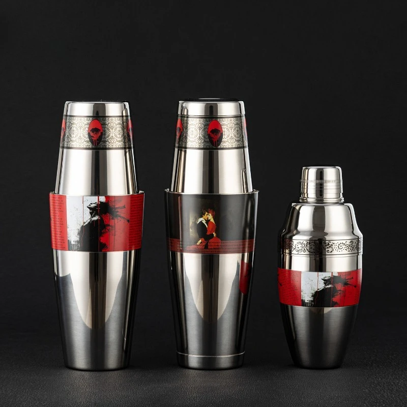 High-quality Double-stage Internal External Polished Couple Boston Pitcher Three-stage Shaker Pot Cocktail Shaker Cocktail Tools