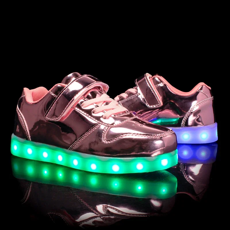 Children Luminous Glowing Sneakers Black Pink Led Light Shoes Kids Led Shoes Boys Girls Kids Breathable Shoes Tenis Para Niño