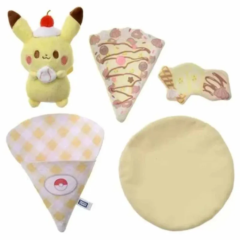 Kawaii Pikachu Dessert Crepe Cartoon Plush Doll Backpack Pendant Anime Pikachu Girl's Heart Cute Plush Keychain Girls Gifts Toys