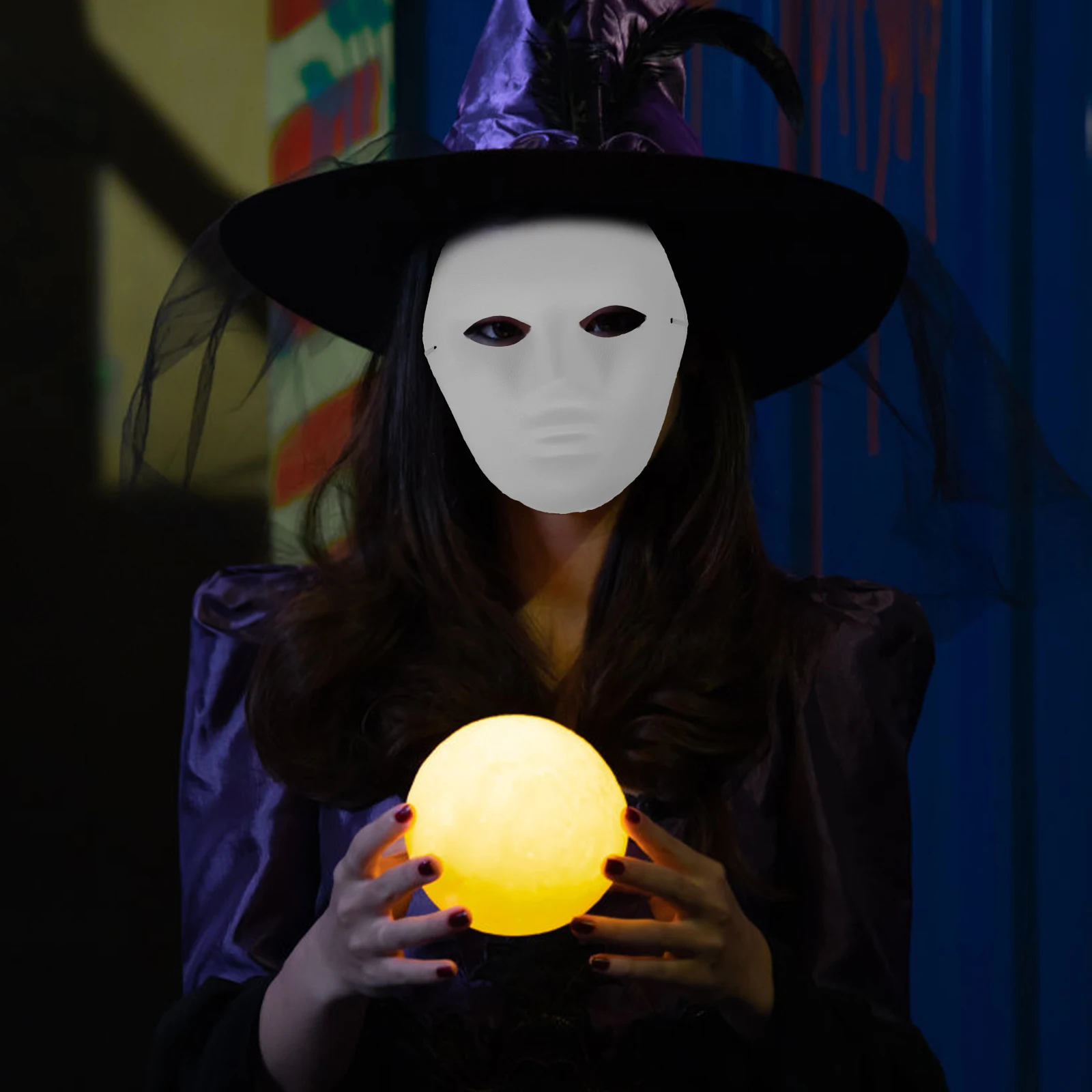 24pcs Diy Blank Face Masks For Halloween Party Handmade Paper Pulp Ghost Costume Adult Full Face Craft Mask Hip-Hop Carnival