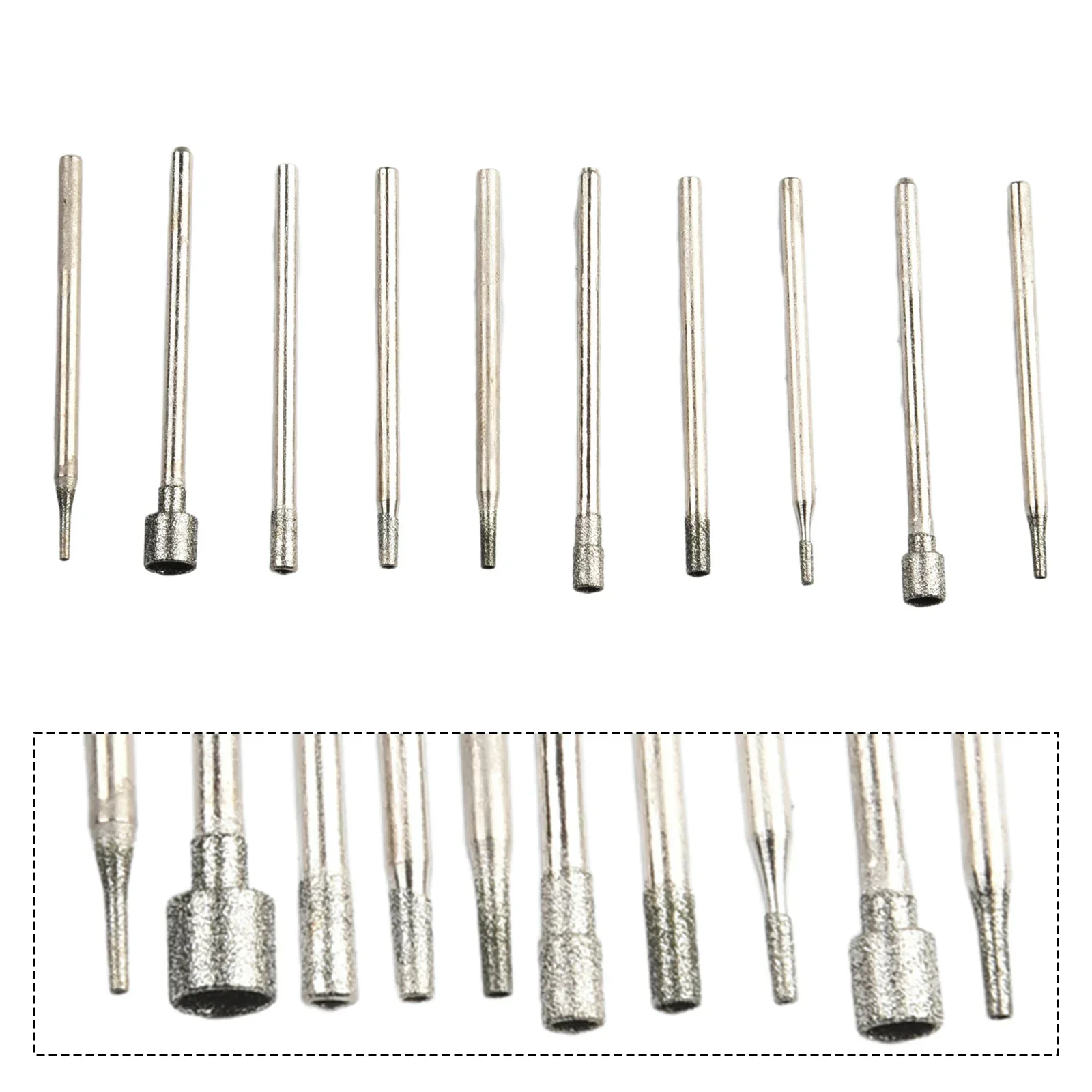 

10 Pcs Diamond Burr Core Bits Grinding Head 0.8mm-5mm 2.35mm Shank Rotary Tools For Electrical Grinder Accessories