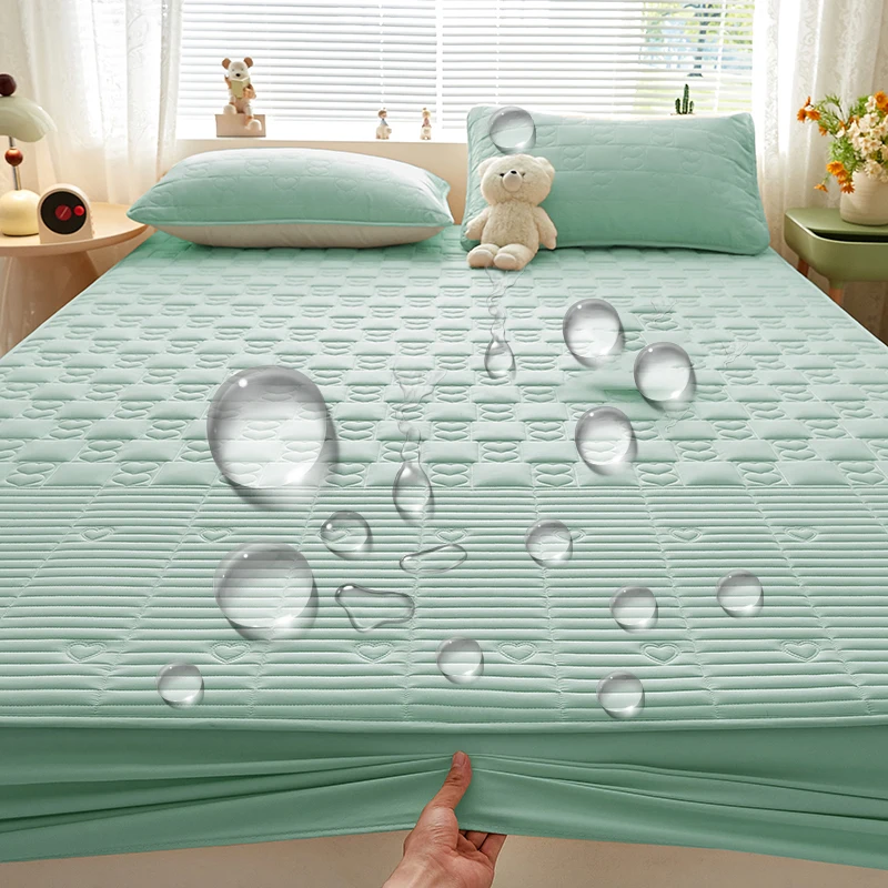 1 pc waterproof and thickened mattress protector with elastic band available in multiple sizes 140/160/180/200cm Fitted Sheets