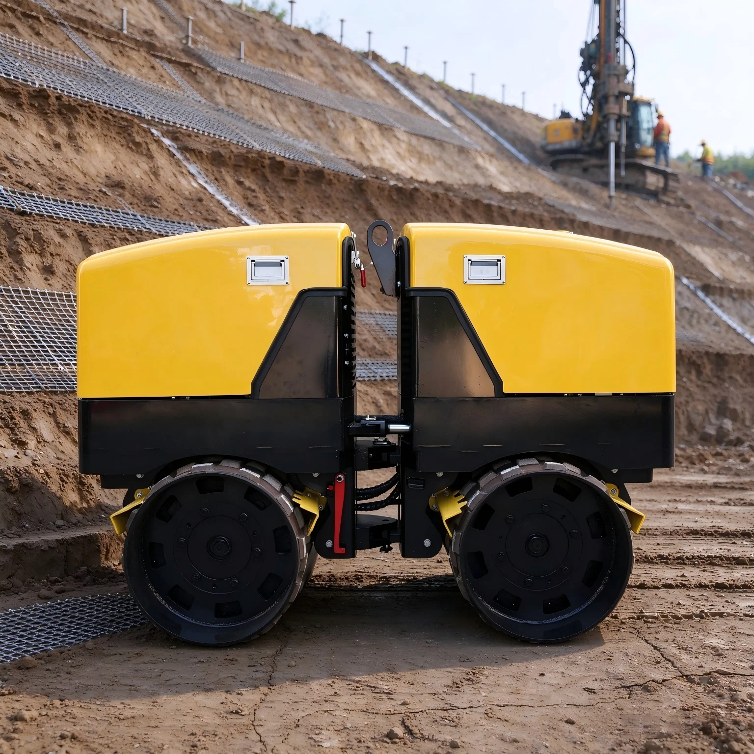 High-torque Variable frequency vibration mini vibration compactor compacting machinery roller pipeline backfill roller