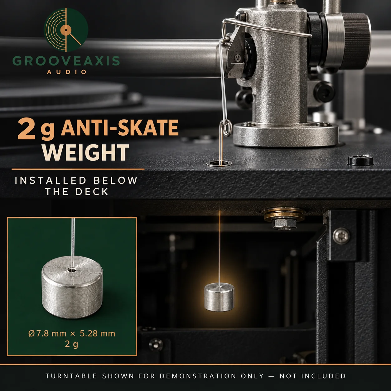 EMT Turntable Repair Part GROOVEAXIS 2g Anti-Skating Weight Stainless Steel Tonearm Balance Weight With Nylon Thread